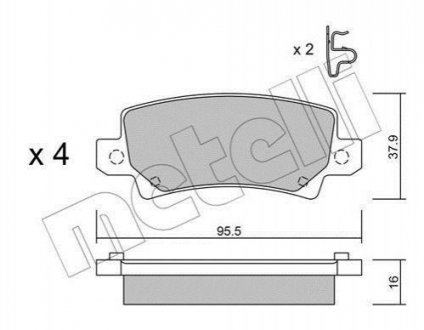 Купить Комплект тормозных колодок Toyota Corolla Metelli 22-0447-0 (фото1) подбор по VIN коду, цена 654 грн.