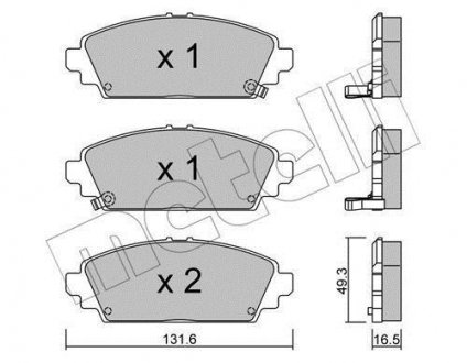 Тормозные колодки (передние) Honda Accord VI 98-02/Civic VII 01-05 Honda Accord, Civic Metelli 22-0463-0