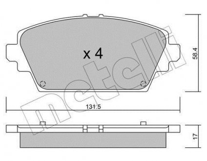 Тормозные колодки (передние) Nissan Almera II Tino/Primera III 00-08 Metelli 22-0464-0