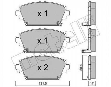 Купить Комплект тормозных колодок (дисковых).) Honda Accord Metelli 22-0464-1 (фото1) подбор по VIN коду, цена 840 грн.
