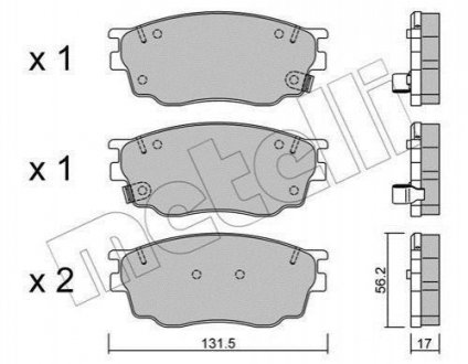 Колодки гальмівні (передні) Mazda 6 02-07 Mazda 6 Metelli 22-0475-0