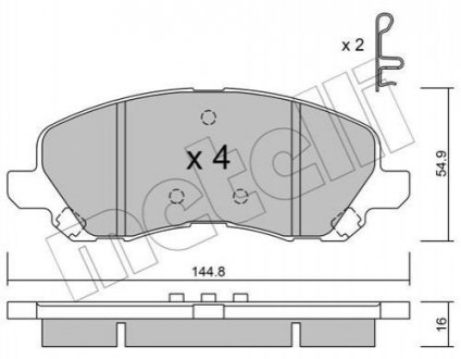 Колодки гальмівні (передні) Citroen C4/Peugeot 4008 12-/Mitsubishi Lancer/Outlander 03-/Jeep Compas Metelli 22-0481-0