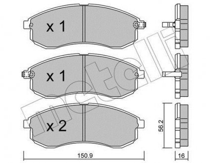 Купить Тормозные колодки (передние) Mitsubishi L200 III 96-07 Mitsubishi L200 Metelli 22-0482-0 (фото1) подбор по VIN коду, цена 1165 грн.