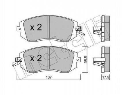 Купить Комплект тормозных колодок (дисковых).) Subaru XV, Impreza, Forester, Legacy, Outback Metelli 22-0500-1 (фото1) подбор по VIN коду, цена 949 грн.