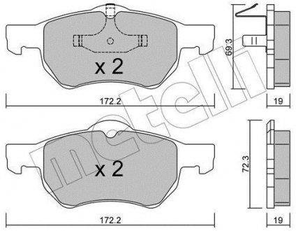 Колодки гальмівні (передні) Сhrysler Voyager 2.0-3.8/ 2.5-2.8 CRD 95-08 Chrysler Voyager Metelli 22-0523-0