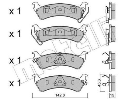 Колодки гальмівні (задні) Jeep Grand Cherokee 91-99 Jeep Cherokee, Grand Cherokee, Wrangler Metelli 22-0527-0