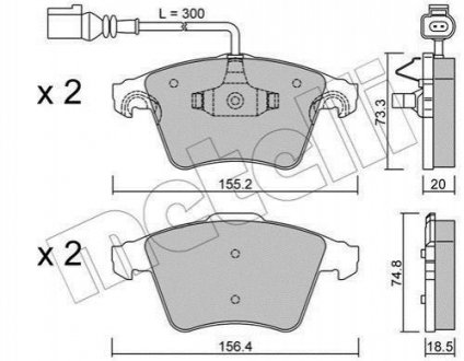 Купить Комплект тормозных колодок Volkswagen Touareg Metelli 22-0552-2 (фото1) подбор по VIN коду, цена 1298 грн.