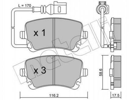 Комплект тормозных колодок из 4 шт. дисков Metelli 22-0554-0