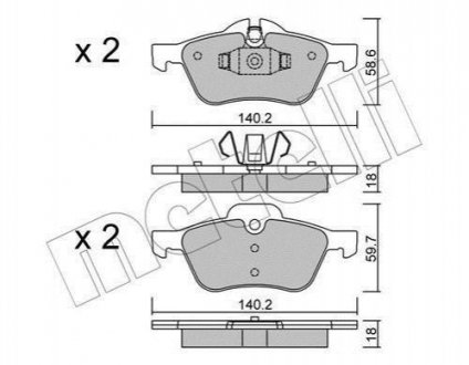 Купити Колодки гальмівні (передні) Mini Cooper/One 01-06 Mini Cooper Metelli 22-0555-0 (фото1) підбір по VIN коду, ціна 1086 грн.