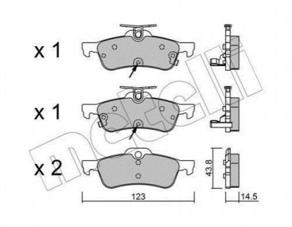 Колодки гальмівні (задні) Honda Civic IX 1.4-2.2D 12- Honda Civic Metelli 22-0556-2