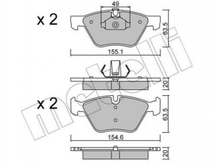 Комплект тормозных колодок из 4 шт. дисков Metelli 22-0557-0