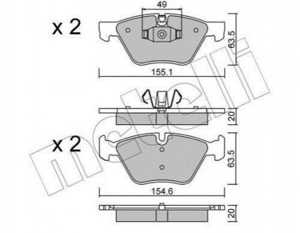 Комплект тормозных колодок (дисковых).) BMW E81, E88, E82, E87 Metelli 22-0557-5