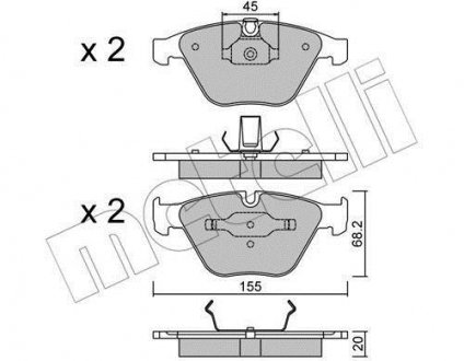 Купить Тормозные колодки (передние) BMW 3 (E90/E91/E92/E93) 04-13/X1 (E84) 09-15/Z4 (E89) 09-16 BMW X1, E90, E91, E92, E93 Metelli 22-0558-4 (фото1) подбор по VIN коду, цена 1019 грн.