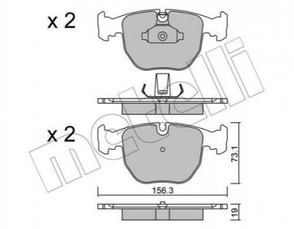 Колодки гальмівні (передні) BMW 5 (E39) 96-04/7 (E38) 94-01/X3 (E83) 06-11 BMW E38, E39, X5, X3 Metelli 22-0559-0