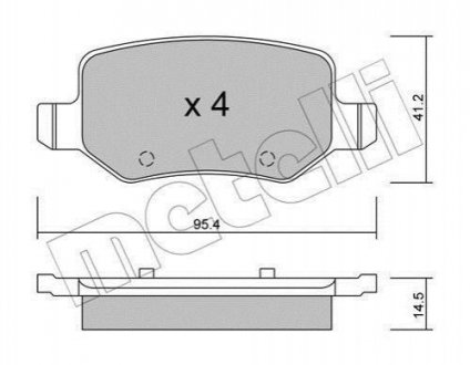 Колодки гальмівні (задні) MB A-class (W168/W169) 97-12/B-class (W245) 05-11/Vaneo (W414) 02-05 Volvo XC60, Mercedes W169, W168, W245 Metelli 22-0565-0