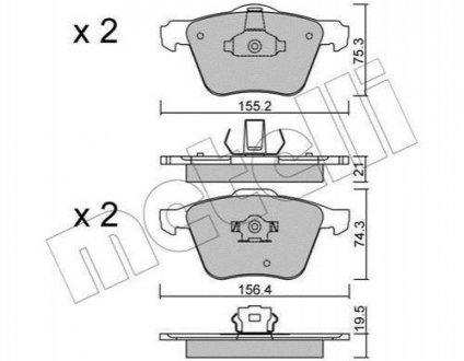 Комплект тормозных колодок (дисковых).) Volvo XC90, XC60, XC70 Metelli 22-0599-0