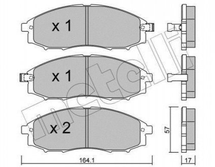 Колодки гальмівні (передні) Nissan Navara/Pick Up 2.4i/2.5 TD 98- (Akebono) Nissan Pathfinder, Navara Metelli 22-0611-0