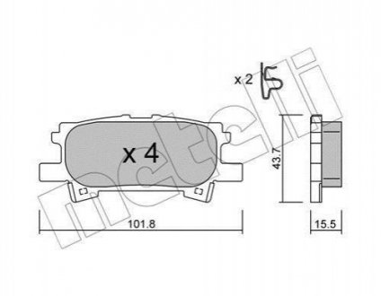 Купить Комплект тормозных колодок Lexus RX Metelli 22-0619-0 (фото1) подбор по VIN коду, цена 838 грн.