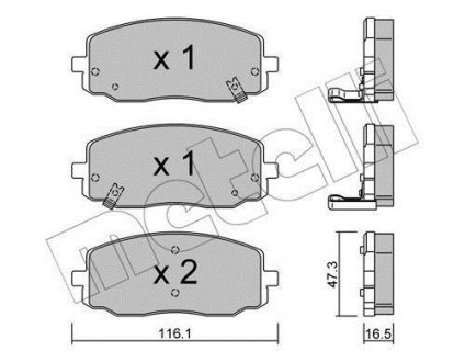 Купити Колодки гальмівні (передні) Hyundai i10 08-17/Kia Picanto 04- Hyundai I10, KIA Picanto Metelli 22-0629-0 (фото1) підбір по VIN коду, ціна 993 грн.