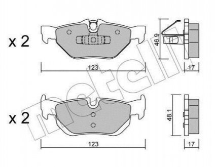 Комплект тормозных колодок (дисковых).) BMW E91, E90, X1, E82, E92, E93, E81, E88, E30, E87, F30 Metelli 22-0642-0