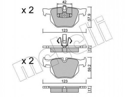 Купить Комплект тормозных колодок (дисковых).) BMW X1, E93, E90, E91, E92 Metelli 22-0643-0 (фото1) подбор по VIN коду, цена 963 грн.