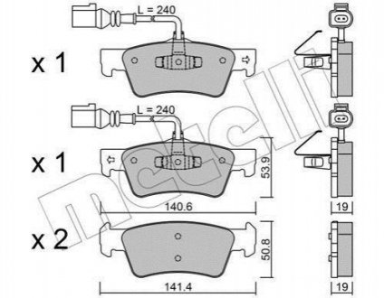 Купити Колодки гальмівні (задні) VW Touareg 2.5 TDI 02-10 Volkswagen Touareg Metelli 22-0661-0 (фото1) підбір по VIN коду, ціна 1176 грн.