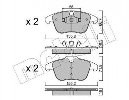 Колодки гальмівні (передні) Citroen C4 09-/C4 Grand Picasso 06-13/Peugeot 3008 11-16/5008 09-17 Citroen C4, DS4, DS5, Peugeot 5008, 3008 Metelli 22-0675-3