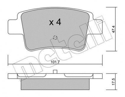 Тормозные колодки (задние) Fiat Grande Punto 05-/Opel Corsa D 06-14 Fiat Punto, Grande Punto, Opel Corsa Metelli 22-0705-0