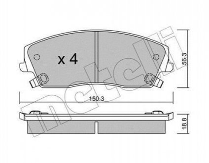 Колодки гальмівні (передні) Chrysler 300 04- Chrysler 300C Metelli 22-0716-0