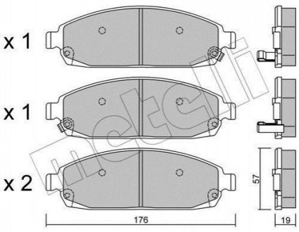 Комплект тормозных колодок (дисковых).) Jeep Grand Cherokee Metelli 22-0719-0