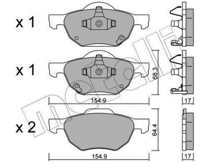 Купить Комплект тормозных колодок (дисковых).) Honda Accord Metelli 22-0730-0 (фото1) подбор по VIN коду, цена 902 грн.