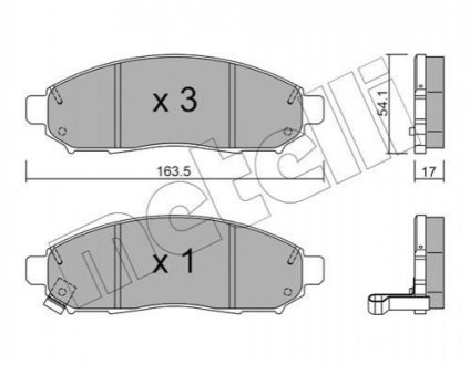 Колодки гальмівні (передні) Nissan Partfinder/NP300 Navara 05- Nissan Leaf, Navara, Pathfinder Metelli 22-0743-0