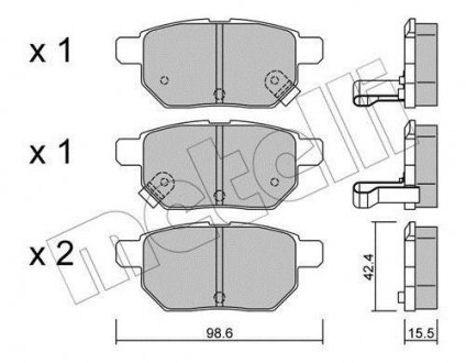 Колодки гальмівні (задні) Toyota Corolla/Auris 06-14/IQ/Urban Cruiser 09-15/Prius 12-/Yaris 05- Metelli 22-0746-0