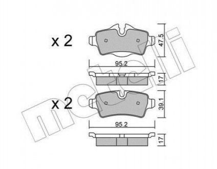 Колодки гальмівні (задні) Mini (R56)/Roadster (R59)/Clubman (R55) 06-06 Metelli 22-0769-0