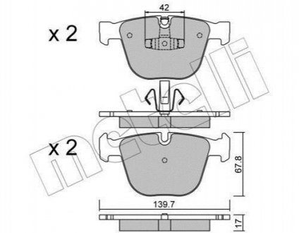 Комплект тормозных колодок BMW F01, F04, F07 Metelli 22-0773-6