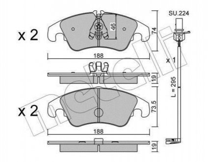 Купить Комплект тормозных колодок (дисковых).) Audi A7, A6, Q5 Metelli 22-0775-4K (фото1) подбор по VIN коду, цена 1691 грн.