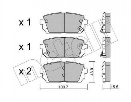 Комплект тормозных колодок KIA Carens, Hyundai I10 Metelli 22-0784-0