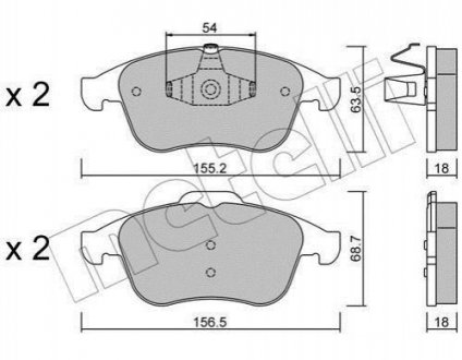 Комплект тормозных колодок Renault Megane, Scenic, Grand Scenic, Latitude, Laguna, Clio Metelli 22-0803-0