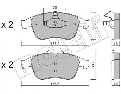 Колодки гальмівні (передні) Renault Laguna III 08-15/Latitude 11- Renault Scenic, Grand Scenic, Laguna, Clio Metelli 22-0803-1