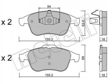 Купить Комплект тормозных колодок Renault Megane, Scenic, Grand Scenic, Clio Metelli 22-0803-2 (фото1) подбор по VIN коду, цена 1020 грн.