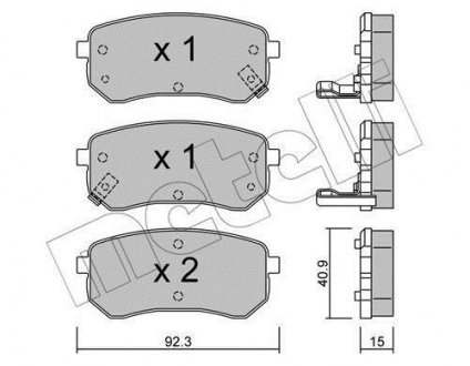 Купити Колодки гальмівні (задні) Hyundai i10 07-17/Kia Picanto 04-11 Hyundai I10, KIA Picanto Metelli 22-0815-0 (фото1) підбір по VIN коду, ціна 645 грн.