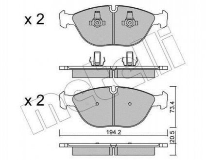 Колодки гальмівні (передні) Audi A8/BMW 7 (E38) -01/VW Golf IV/Passat 01-05 Metelli 22-0828-0