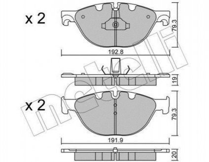 Купить Комплект тормозных колодок BMW F13, F01, F04, F12, F10, F07, F11, F06 Metelli 22-0830-0 (фото1) подбор по VIN коду, цена 1604 грн.