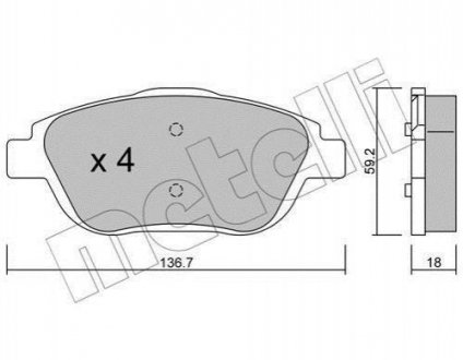 Комплект тормозных колодок (дисковых).) Citroen C3, DS3, Peugeot 2008, Opel Crossland X Metelli 22-0852-0