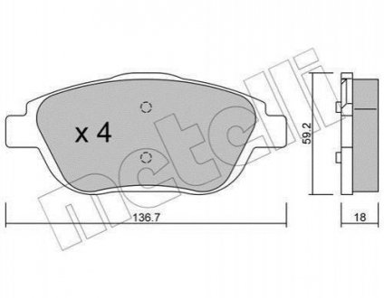 Купить Комплект тормозных колодок (дисковых).) Citroen C3, DS3, Peugeot 2008, Citroen C4, Opel Crossland X Metelli 22-0852-0 (фото1) подбор по VIN коду, цена 984 грн.