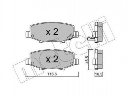 Колодки гальмівні (задні) Jeep Cherokee 08-/Compass 06-/Wrangler 07-/Dodge Nitro 06-12 Jeep Wrangler, Cherokee, Dodge Nitro Metelli 22-0863-0