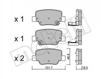 Колодки гальмівні (задні) Toyota Verso 09-18 Metelli 22-0880-0