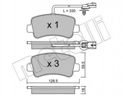 Комплект тормозных колодок из 4 шт. дисков Opel Movano, Renault Master Metelli 22-0899-0