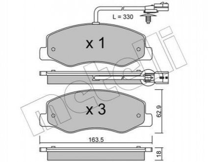 Купить Комплект тормозных колодок Opel Movano, Renault Master Metelli 22-0900-0 (фото1) подбор по VIN коду, цена 1131 грн.