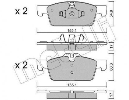 Купить Тормозные колодки (передние) Peugeot 508 I 10-18 Peugeot 508 Metelli 22-0916-0 (фото1) подбор по VIN коду, цена 1193 грн.